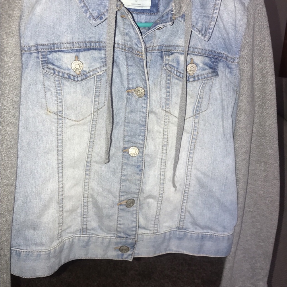 Juniors Mudd Jean Jacket with Fabric Sleeves